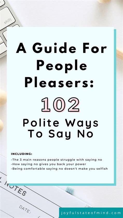 A Guide For People Pleasers Polite Ways To Say No Joyful State