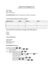 Unit 3 CM Assignment 1 Wildwood Case Management Unit Intake