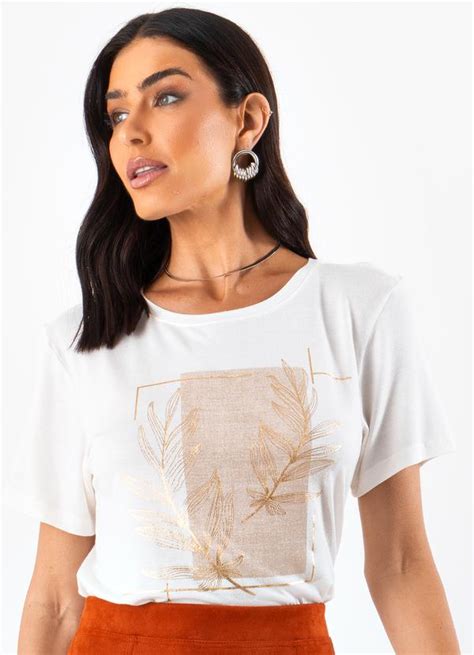 Blusa Off White Em Malha De Viscose Creponada Quintess