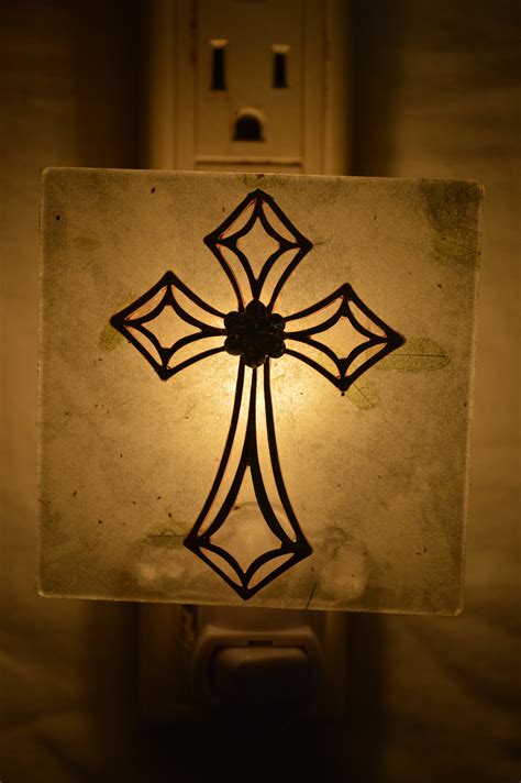 Rhinestone Metal Cross Night Light Nightlight Etsy