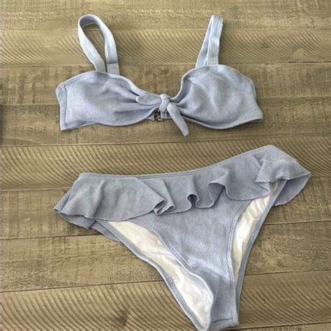 SHEIN Swim Light Blue Ruffle Bikini Set Poshmark