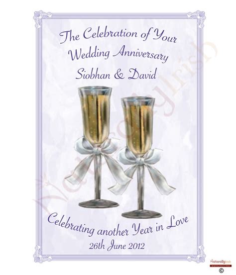 Champagne Glasses Happy Wedding Anniversary Candles Naturally Irish