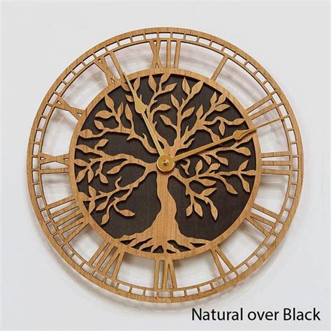 Tree Of Life Wood Wall Clock Etsy Wood Wall Clock Wall Clock