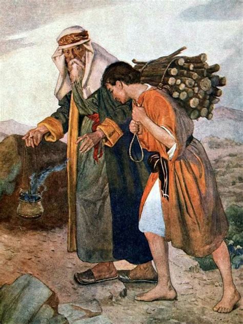 Abraham Isaac Prepare To Sacrifice On Mt Moriah Bible