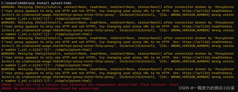 用pip命令安装pytest Html插件时报错error Could Not Find A Version That Satisfies