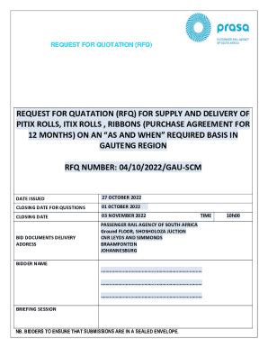 Fillable Online Request For Quotation Rfq For Supply And Delivery Of