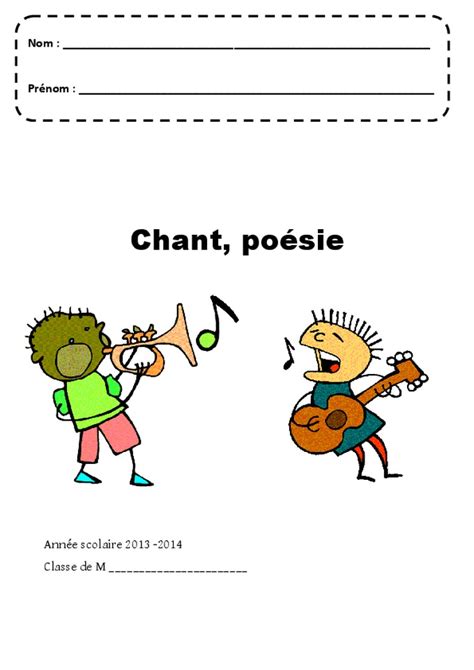 Chant Po Sie Page De Garde Maternelle Petite Moyenne Et Grande