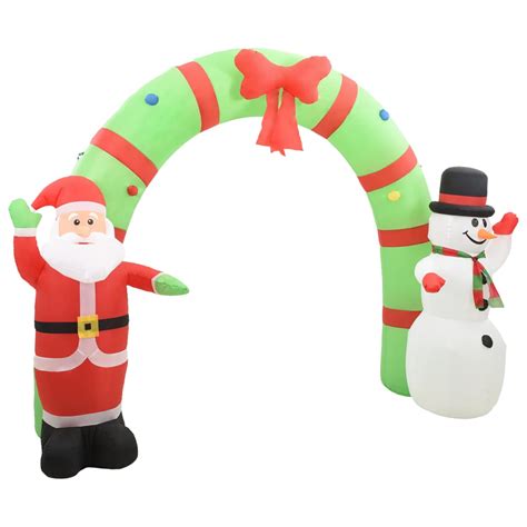 Arco Con Babbo Natale Gonfiabile E Pupazzo Di Neve LED 223 Cm AMDGarden