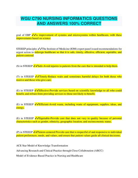 WGU C790 NURSING INFORMATICS QUESTIONS AND ANSWERS 100% CORRECT in 2022 | Psychological testing ...