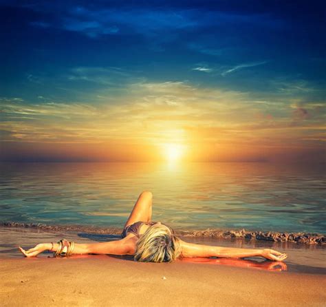 Eco Friendly 3d Huge Mural Sunset Beach Sexy Lady Background For Sofa