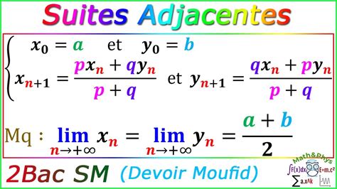 Les Suites Adjacentes Les Suites Numériques 2 Bac Sm [exercice 19