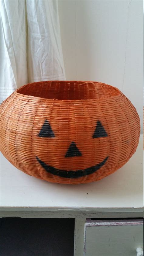 Vintage Large Orange Jack O Lantern Basket For Halloween Trick Etsy Halloween Hacks Jack O