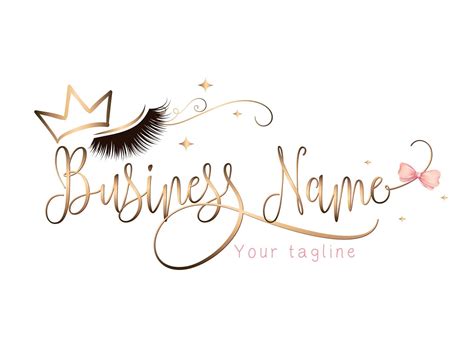 Custom Logo Pink Gold Lashes Logo Eyelash Gold Crown Logo Etsy Eye Logo Lashes Logo