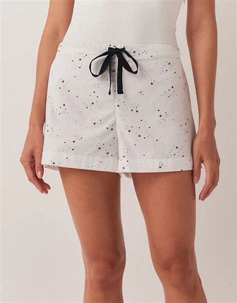 Brushed Cotton Star Print Pajama Shorts Sleepwear Sale The White