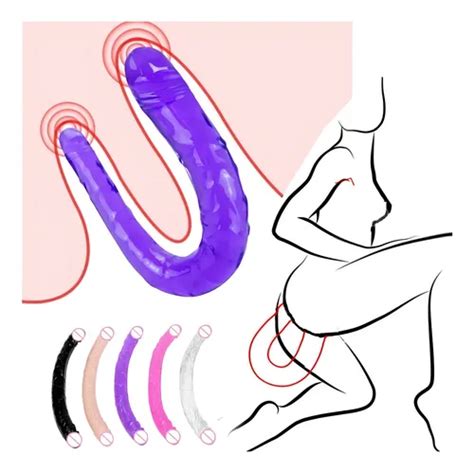 Dildo Doble Cabeza Texturizado Flexible Suave Consolador Color Negro