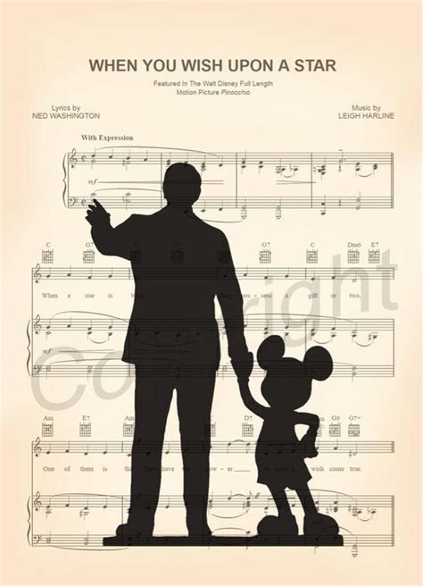 Walt Disney And Mickey Mouse Partners When You Wish Upon A Star Sheet