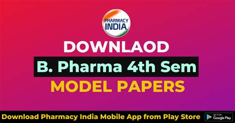 B Pharma 4th Semester Model Papers Pharmacy India