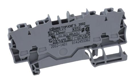 2002 1401 Wago Din Rail Mount Terminal Block Feed Through Grey