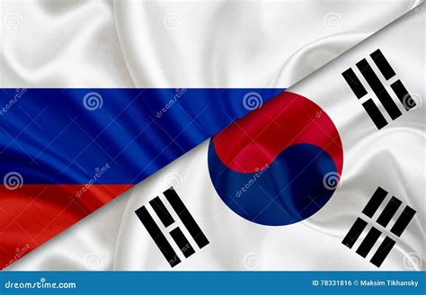 Flag of Russia and Flag of South Korea Stock Illustration - Illustration of confrontation ...