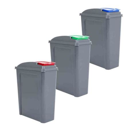 Wham Set 3 Recycle It 25l Graphite Bin Assorted Lid Robert Dyas