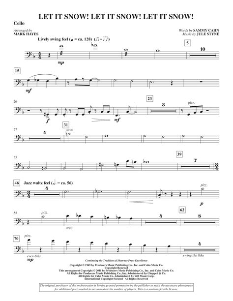 Let It Snow Let It Snow Let It Snow Arr Mark Hayes Cello Sheet