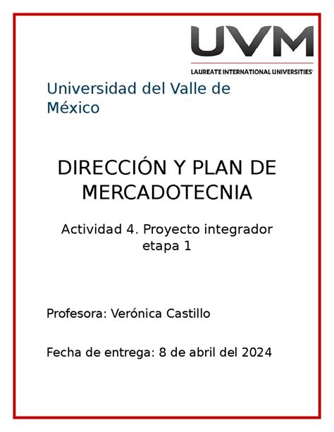 Act 4 Merca Universidad del Valle de México DIRECCIÓN Y PLAN DE