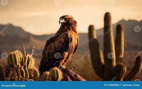 Majestic Hawk Perches On Branch At Dawn Generated By Ai Stock