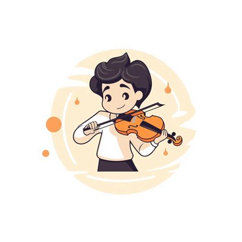 Garçon jouant du violon personnage de dessin animé mignon illustration