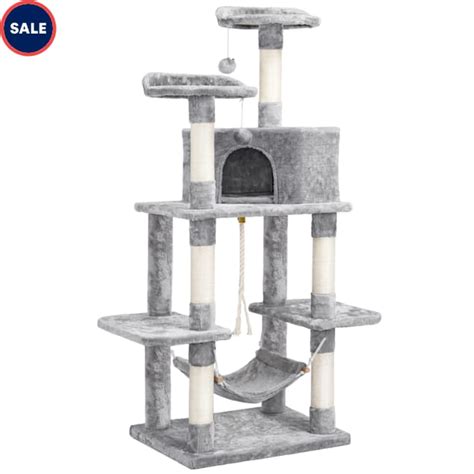 Topeakmart Light Gray Large Cat Tree with Plush Perch, 59" H | Petco