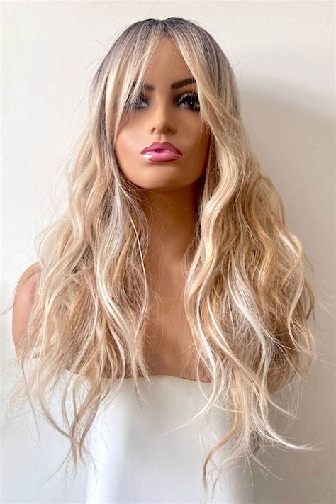 Long Blonde Dark Root Beach Wave Wig Talissa Wig Store Uk