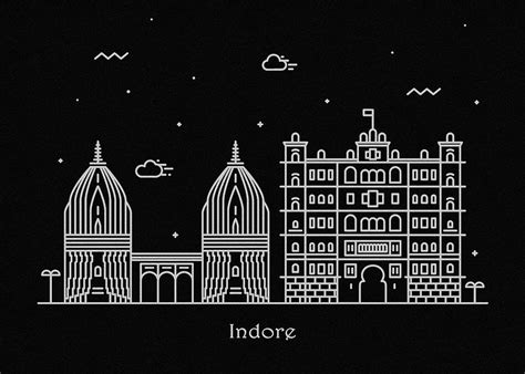 Indore Skyline Travel Poster Drawing by Inspirowl Design