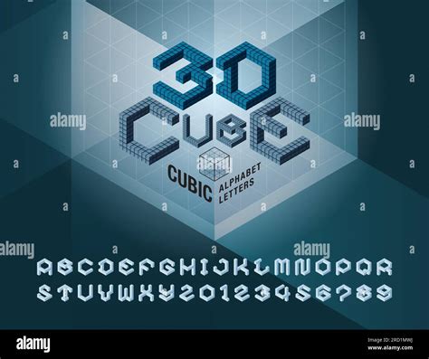 Vector Of Cube Alphabet Letters And Numbers Abstract 3d Hexagon