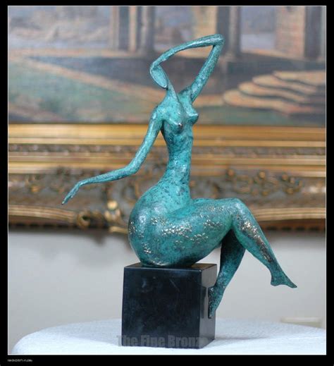 Signed Milo Bronze Nude Woman Figure Abstract Modern Art Marble Base