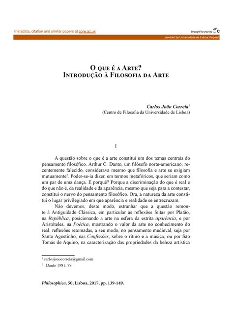 O que é a arte Introdução a filosofia da arte artigo Joao Carlos