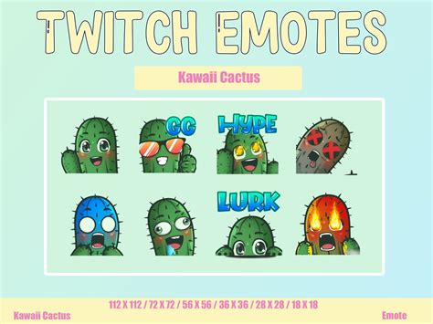 Twitch Emote Kawaii Cactus Funny Meme Emote Cartoon Meme Emote Streamer Custom Emote Cactus