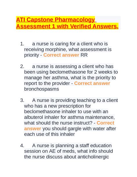 Ati Capstone Pharmacology Assessment With Verified Answers Exams