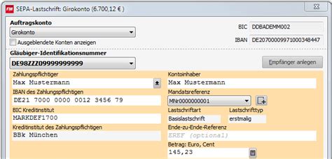 Sepalastschrift Sepa Lastschriften Erzeugen