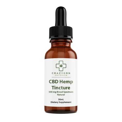 CBD Tincture 500mg Broad Spectrum Natural 30ml Crazy Grn