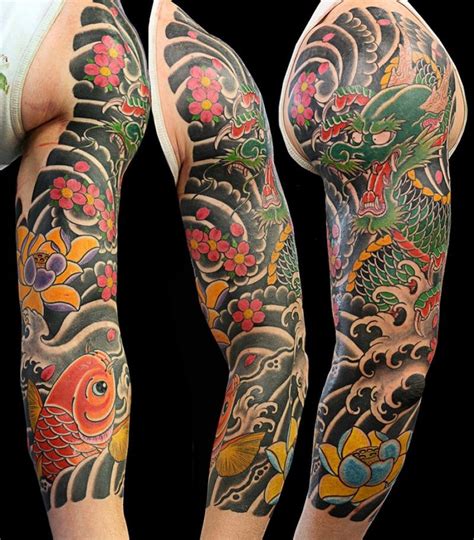 Tatouage Bras Homme Japonais Carpe Koi Dragon Sleeve Tattoos