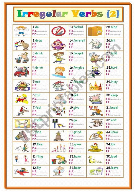 Irregular Verbs Part 2 From D To L Esl Worksheet By Ms Sara Q8