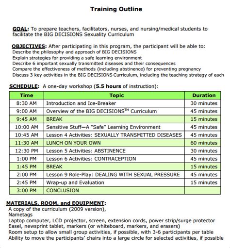 Free Amazing Training Outline Templates In Pdf Ms Word