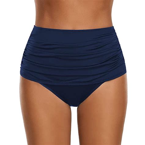 Buy Mei Women Sexy High Waist Ruched Bikini Bottoms Tummy Control