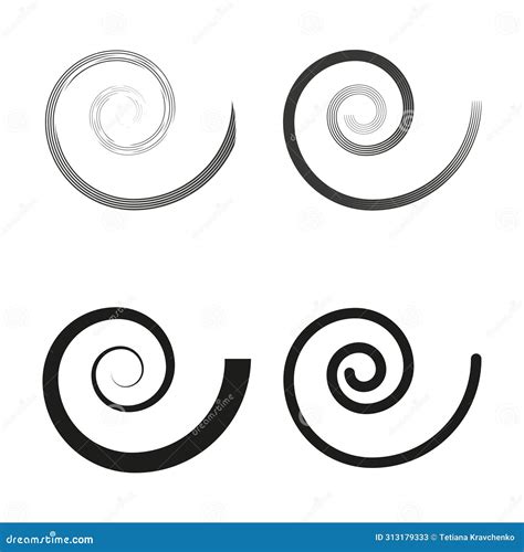 Spiral Design Elements Set Abstract Swirl Icons Vector Illustration