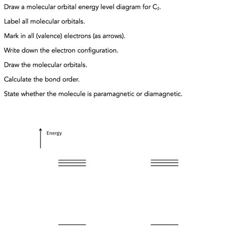 Solved Draw a molecular orbital energy level diagram for C2. | Chegg.com