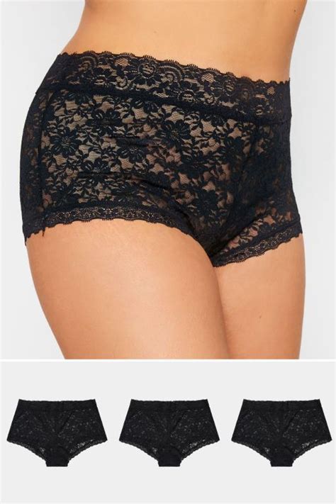 Curve Black Lace Front High Waisted Knickers Yours Clothing