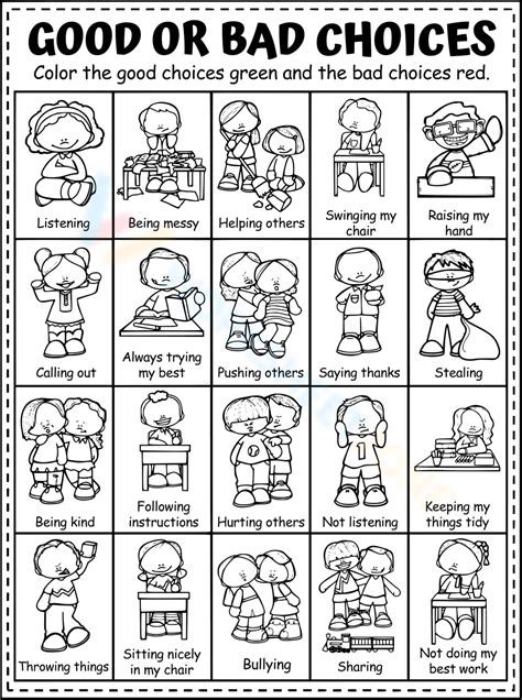 Behavior Worksheets For Kindergarten