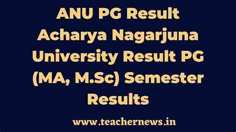 ANU PG Result 2023 Released Acharya Nagarjuna University Result PG