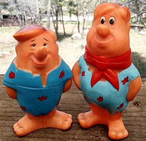 1970s 80s Flintstones Barney And Fred Blue Vinyl Figures Europe Hanna Barbera 4633345797