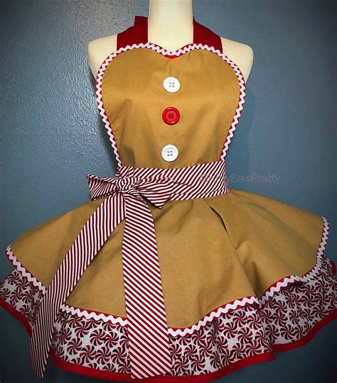 Gingerbread Woman Retro Vintage Inspired Apron Costume Etsy Gingerbread Lady Costumes For