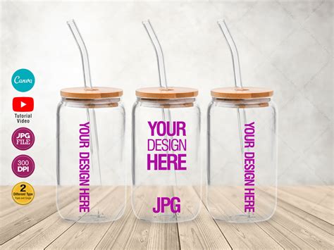 16 Oz Libbey Glass Can Tumbler Mockup Graphic By Sublimation Designs Tr · Creative Fabrica